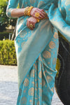 Sky Blue Kanjivaram Silk Saree