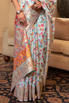 Sky Blue Kashmiri Pashmina Saree