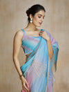 Sky Blue Multicolor Art Silk Digital Printed Saree