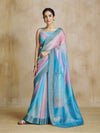 Sky Blue Multicolor Art Silk Digital Printed Saree