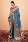 Sky Blue Paithani Silk Saree Zari Woven