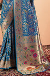 Sky Blue Paithani Silk Saree Zari Woven