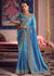 Sky Blue Zari Tissue Designer Embroidered Saree