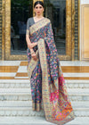 Slate Grey Kashmiri Jamawar Banarasi Saree