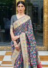 Slate Grey Kashmiri Jamawar Banarasi Saree