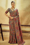 Slate Grey Kashmiri Kani Handloom Cotton Silk Saree