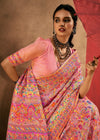 Soft Baby Pink Kashmiri Chinar Cotton Pashmina Saree