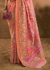 Soft Baby Pink Kashmiri Chinar Cotton Pashmina Saree