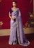 Soft Lavender Designer Silk Saree with Purple Contrast Blouse