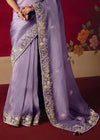 Soft Lavender Designer Silk Saree with Purple Contrast Blouse