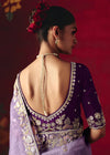 Soft Lavender Designer Silk Saree with Purple Contrast Blouse