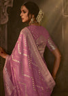 Soft Lavender lilac Woven Designer Banarasi Silk Saree