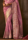 Soft Lavender lilac Woven Designer Banarasi Silk Saree