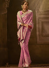 Soft Lavender lilac Woven Designer Banarasi Silk Saree