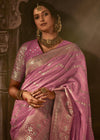 Soft Lavender lilac Woven Designer Banarasi Silk Saree