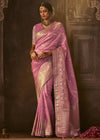 Soft Lavender lilac Woven Designer Banarasi Silk Saree