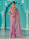 Soft Lavender Organza Saree with Embroidered Border