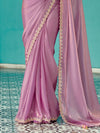 Soft Lavender Organza Saree with Embroidered Border