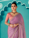 Soft Lavender Organza Saree with Embroidered Border