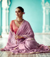 Soft Lavender Organza Saree with Embroidered Border