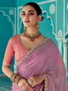 Soft Lavender Organza Saree with Embroidered Border