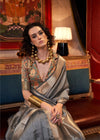 Soft Metallic Grey Chiffon Silk Saree