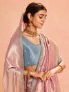 Soft Pastel Pink Banarasi Bridal Tissue Silk Saree