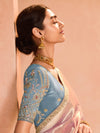 Soft Pastel Pink Banarasi Bridal Tissue Silk Saree