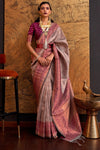 Sonic Silver Grey Woven Kanjivaram Handloom Silk Saree