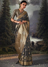 Space Grey Woven Banarasi Organza Silk Saree