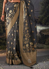 Space Grey Woven Banarasi Organza Silk Saree