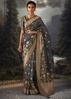 Space Grey Woven Banarasi Organza Silk Saree