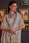 Spanish Gray Festive Wear Banarasi Katan Silk Saree