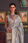 Spanish Gray Festive Wear Banarasi Katan Silk Saree