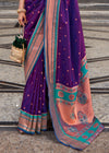 Spanish Purple Paithani Soft Silk Saree