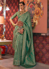 Spring Green Dual Tone Woven Kanjivaram Silk Saree