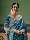 Steel Blue Georgette Silk Saree