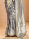 Steel Grey Banarasi Bridal Tissue Silk Saree