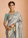 Steel Grey Banarasi Bridal Tissue Silk Saree