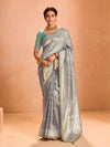 Steel Grey Banarasi Bridal Tissue Silk Saree