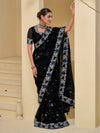 Stunning Black Banarasi Silk Saree With Grand Embroidery