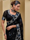 Stunning Black Banarasi Silk Saree With Grand Embroidery