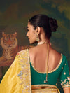 Sunshine Yellow Designer Organza Silk Saree with Contrast Blouse
