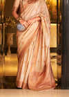 Tan Beige Bronze Zari Woven Banarasi Tussar Silk Designer Saree