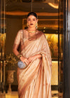 Tan Beige Bronze Zari Woven Banarasi Tussar Silk Designer Saree