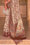 Tan Beige Designer Printed Patola Silk Saree