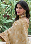 Tan Beige Embroidered Designer Tissue Silk Saree