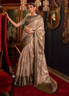 Tan Brown Zari Woven Banarasi Tanchoi Silk Saree