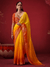 Tangerine Yellow Banarasi Dola Silk Saree With Contrast Blouse