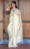 Tanirika: Golden Ivory Kanjivaram Silk Saree